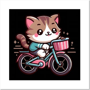 Pedaling Purr-fection: The Cute Cat On Bicycle Posters and Art